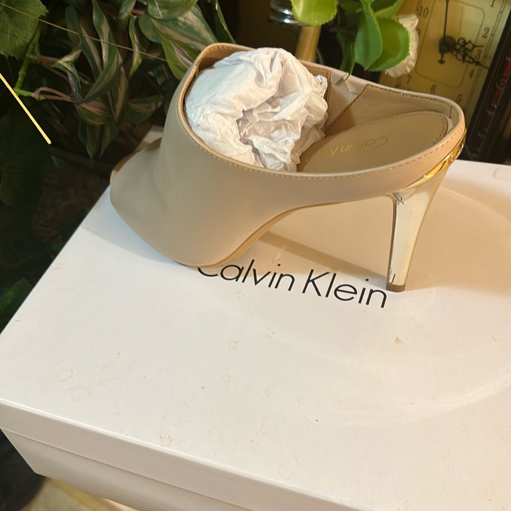 Calvin Klein Nola cow silk cocoon mules
